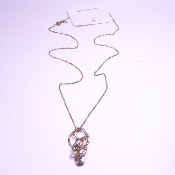 Ann Taylor LOFT Women's Antique Gold Interlocking Ring Bead Disc Necklace NWT 34 - Picture 3 of 8